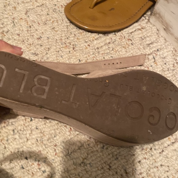 Chocolat Blu wedge sandals size 8 nude part suede feel - Picture 3 of 3